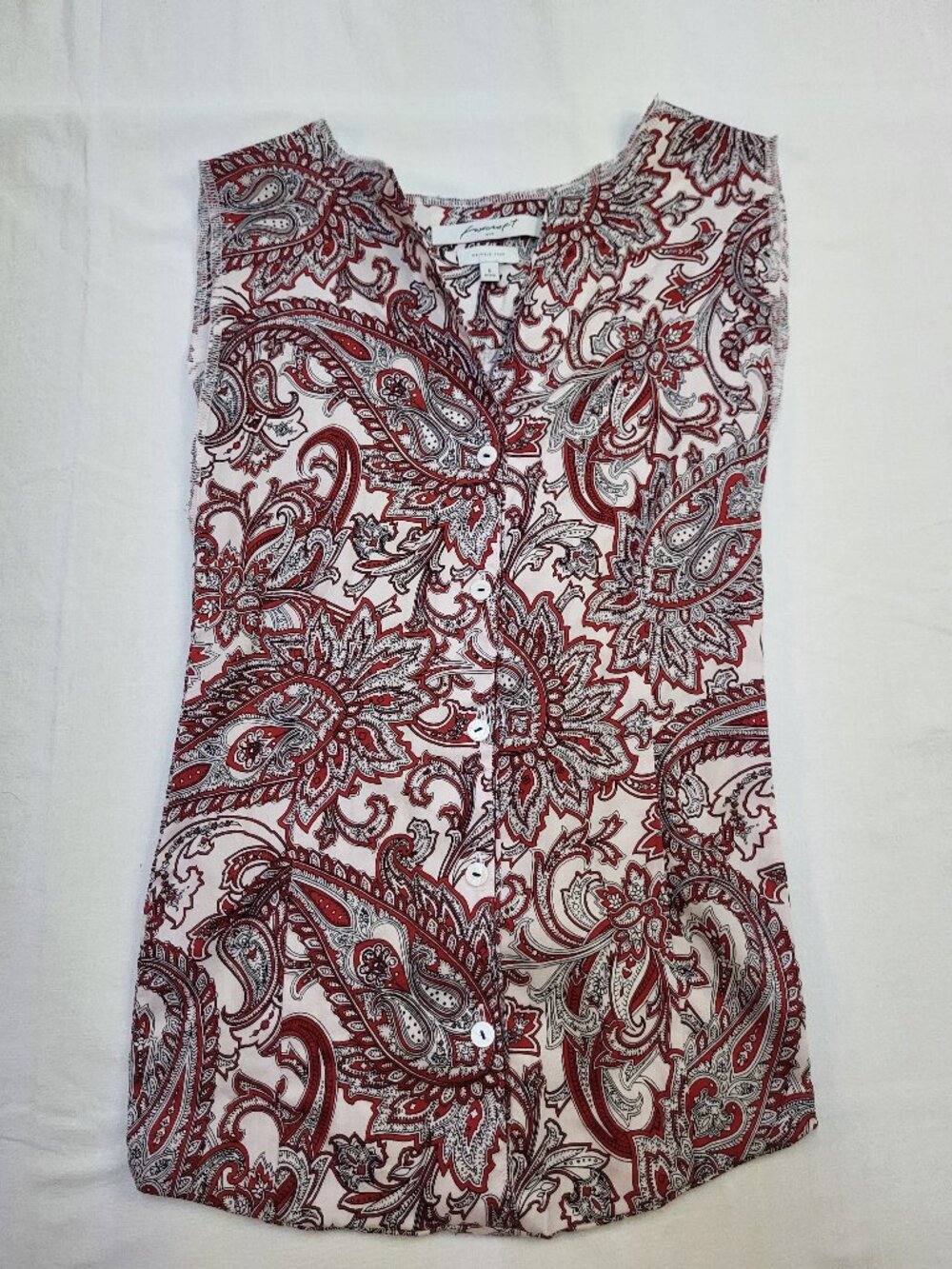 Foxcroft NYC Upcycled Shirt Tote Bag Red Paisley Boho Eco Friendly
